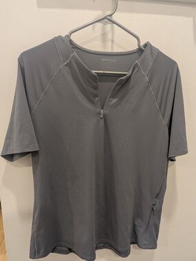 Athleta Short-Sleeve Zip Polo - Gray Slate